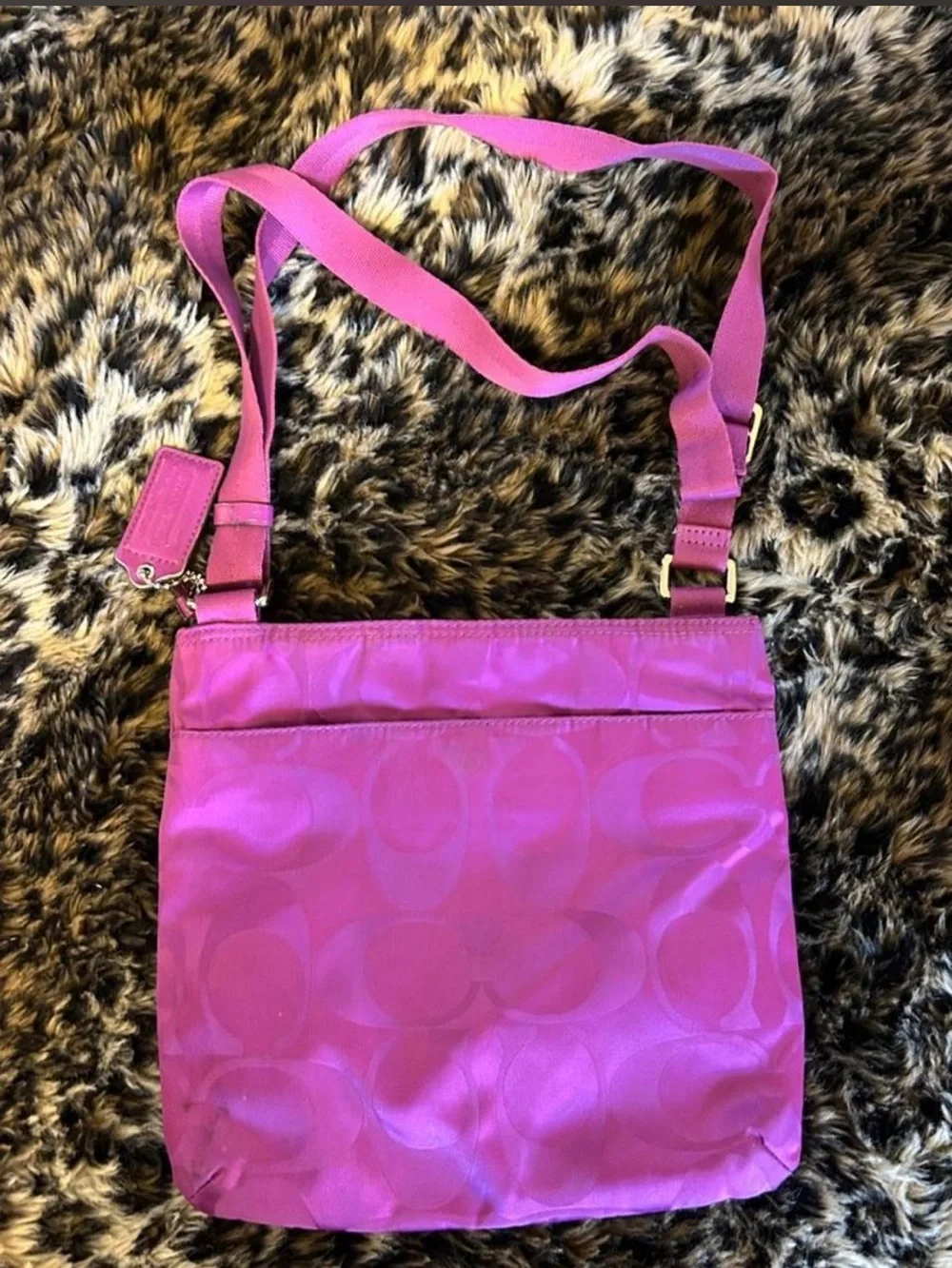 Coach dark Pink/bright purple   Signature Nylon Crossbody Bag